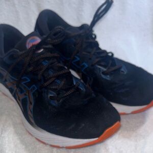 Asics Black and Orange Running Shoes